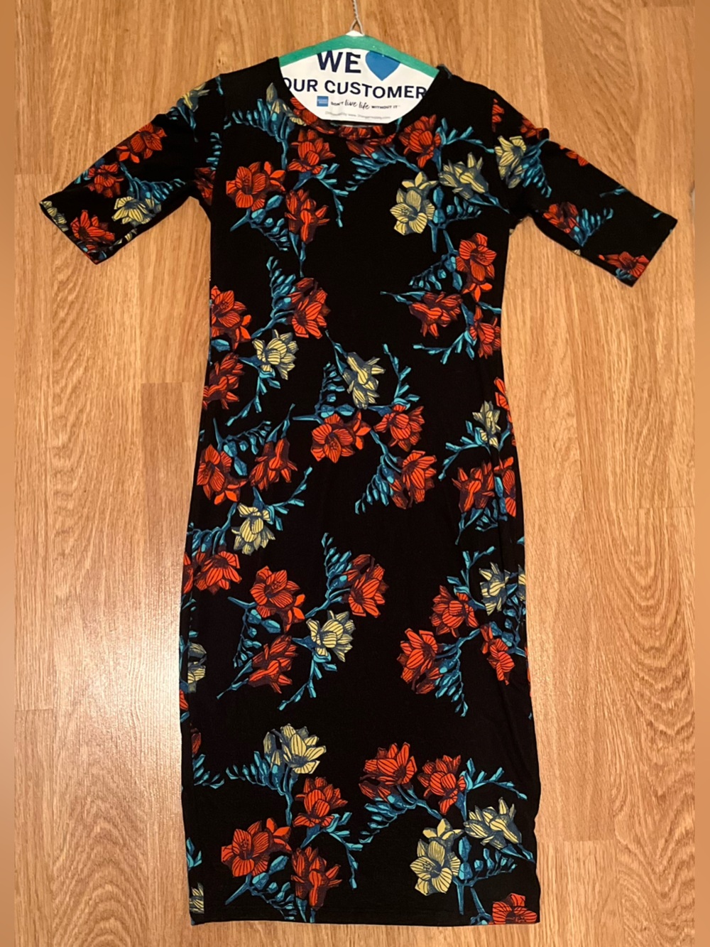 LuLaRoe Black Floral Midi Dress